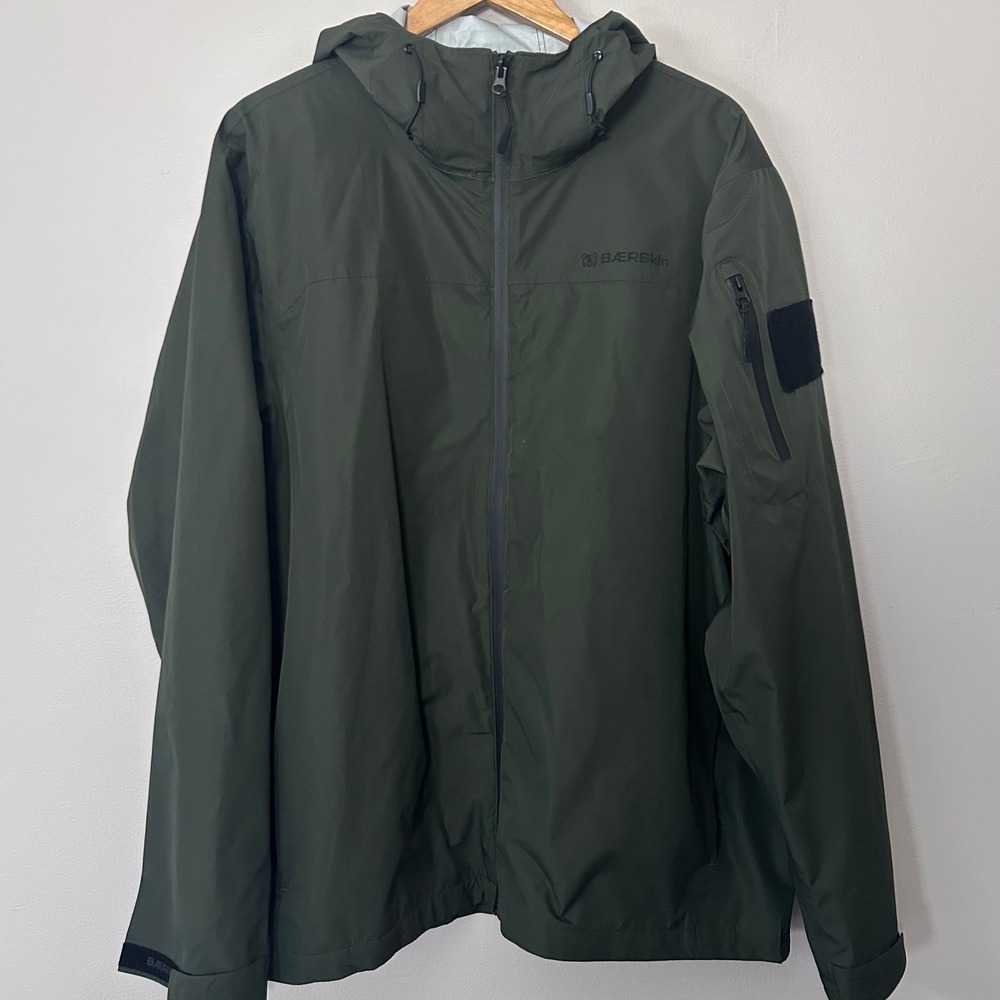 Baerskin Tactical Heavy Storm Rain Jacket Men XL Green Waterproof Hooded Utility